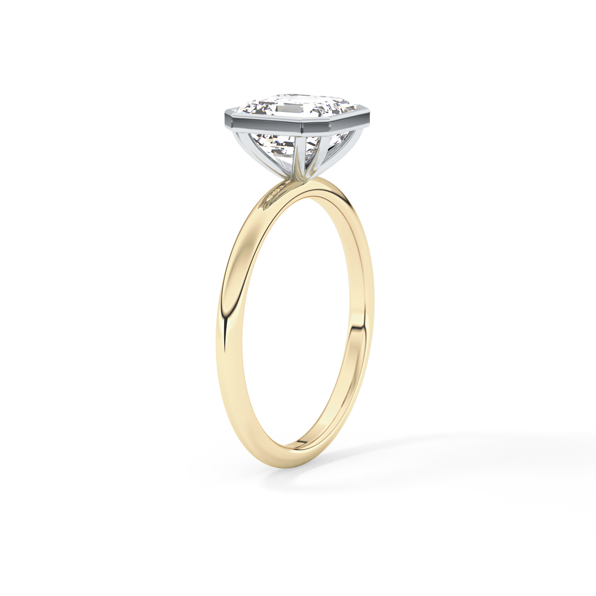 Asscher Solitaire Bezel Lab Grown Diamond Engagement Ring
