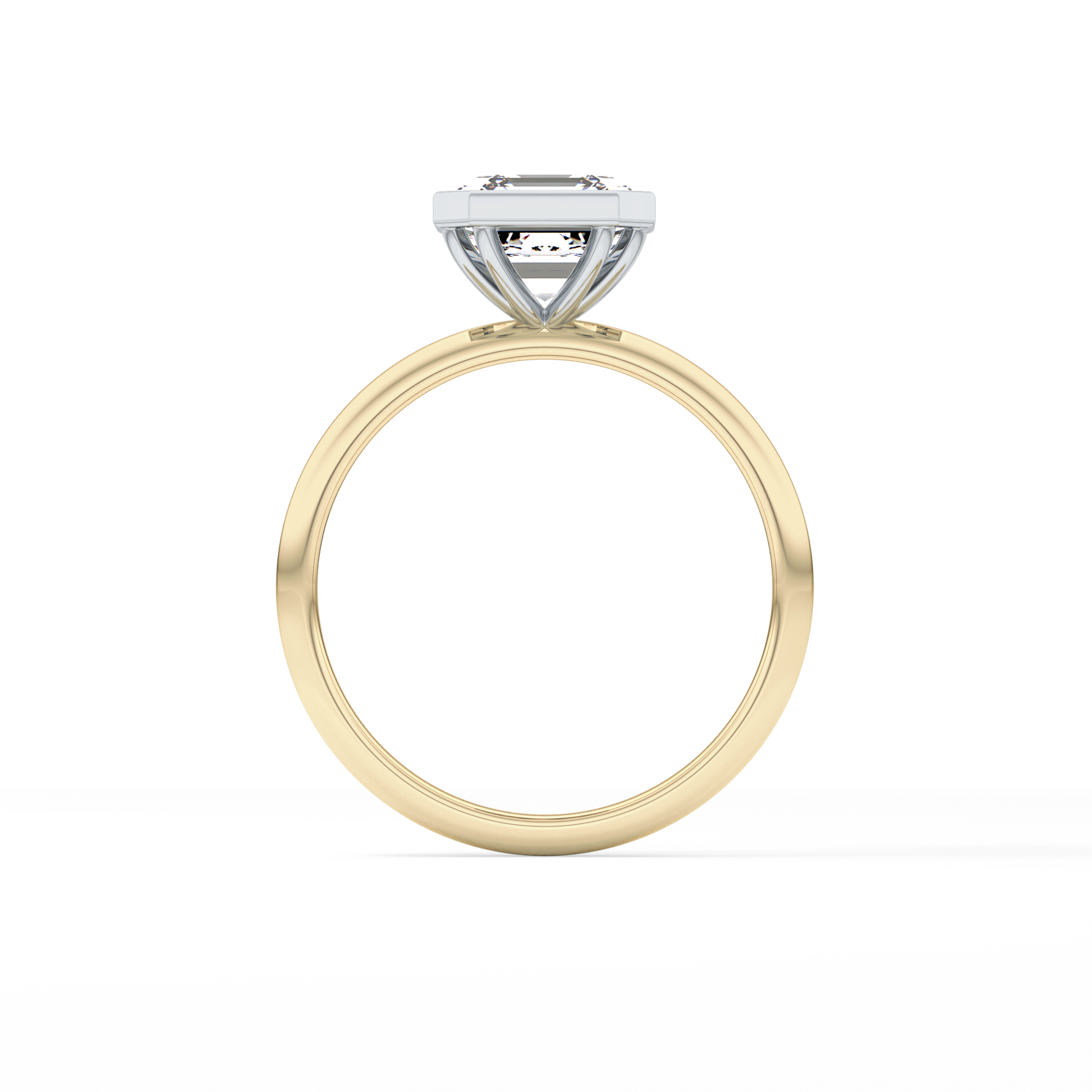 Asscher Solitaire Bezel Lab Grown Diamond Engagement Ring