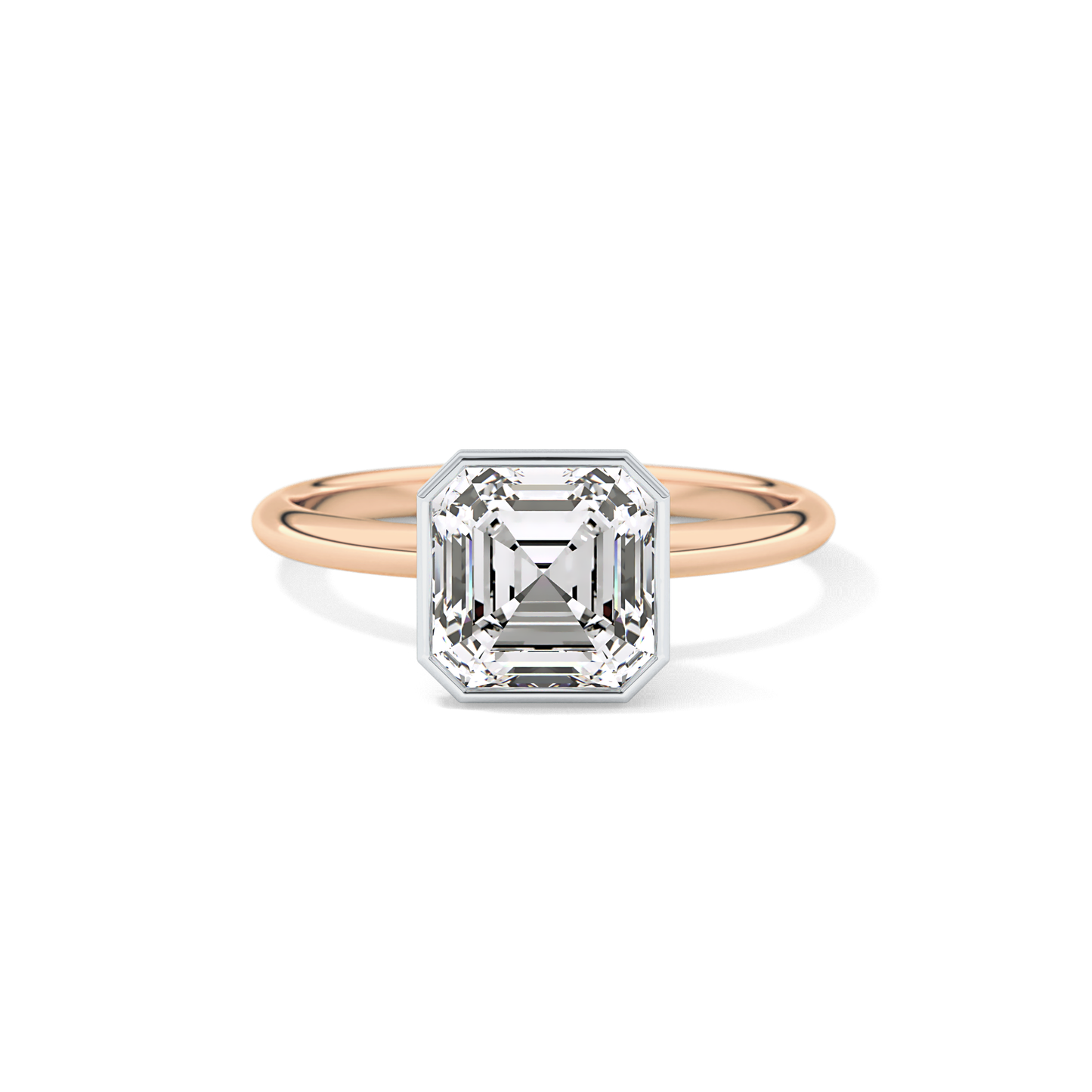 Asscher Solitaire Bezel Lab Grown Diamond Engagement Ring