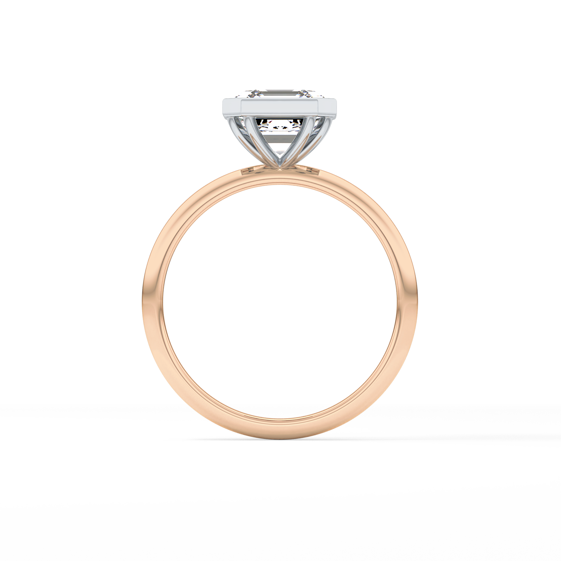 Asscher Solitaire Bezel Lab Grown Diamond Engagement Ring