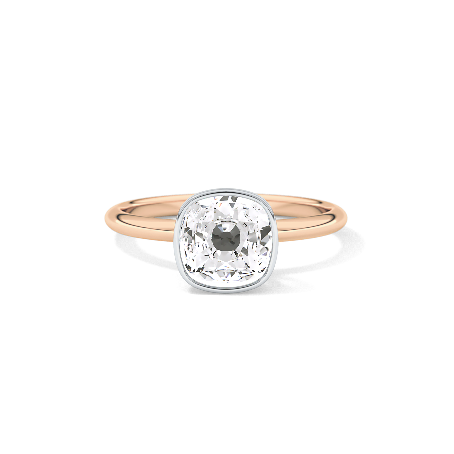 Cushion Solitaire Bezel Lab Grown Diamond Engagement Ring