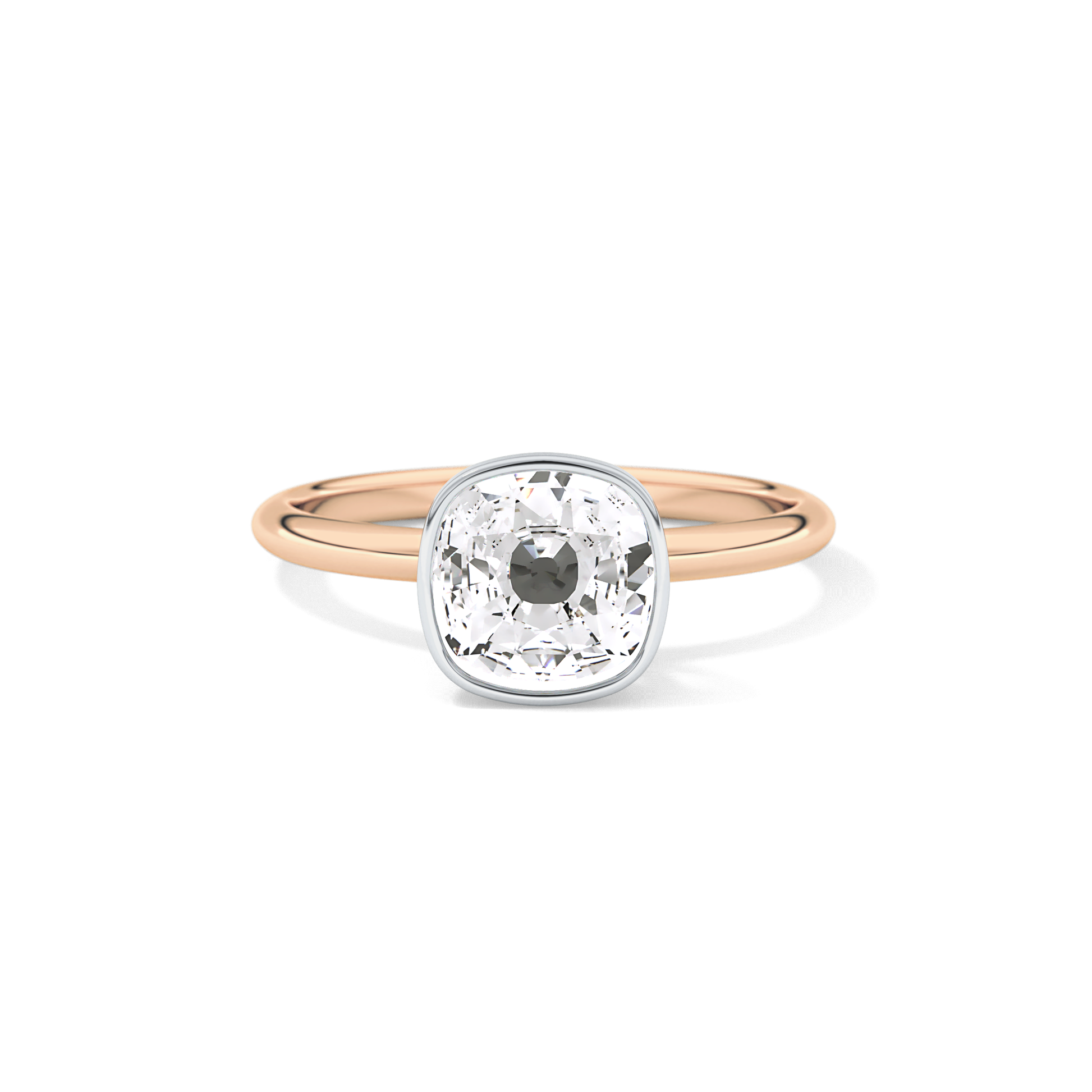 Cushion Solitaire Bezel Lab Grown Diamond Engagement Ring
