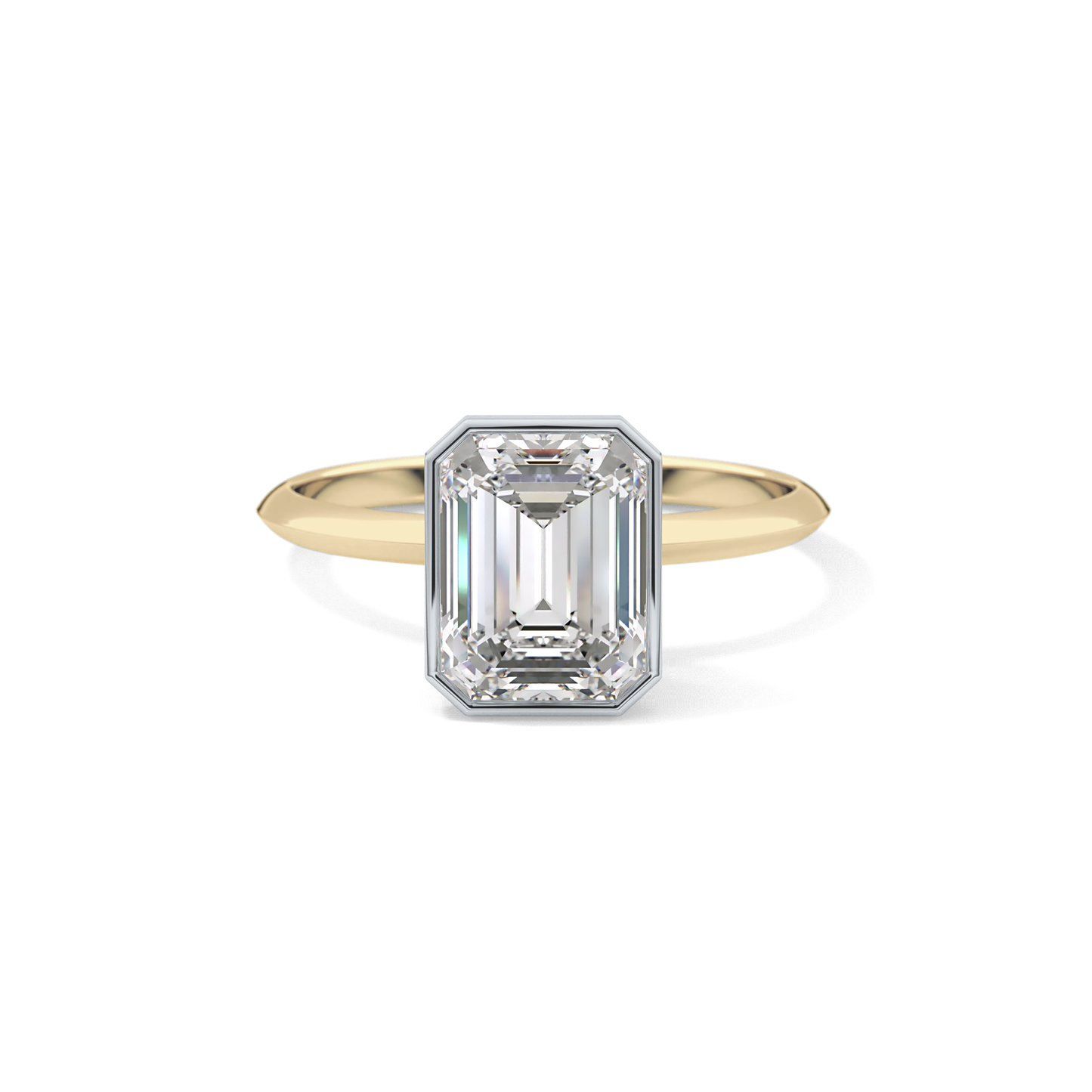 Emerald Solitaire Bezel Lab Grown Diamond Engagement Ring