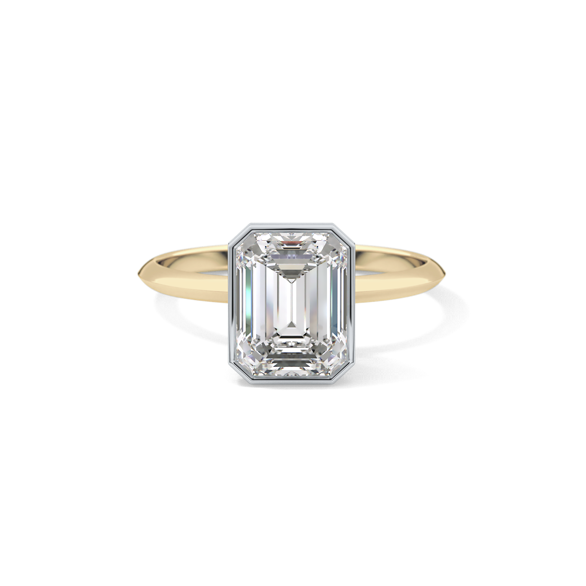 Emerald Solitaire Bezel Lab Grown Diamond Engagement Ring