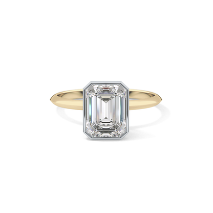 Emerald Solitaire Bezel Lab Grown Diamond Engagement Ring