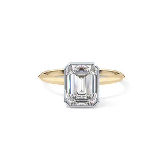 Emerald Solitaire Bezel Lab Grown Diamond Engagement Ring