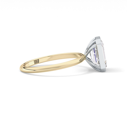 Emerald Solitaire Bezel Lab Grown Diamond Engagement Ring