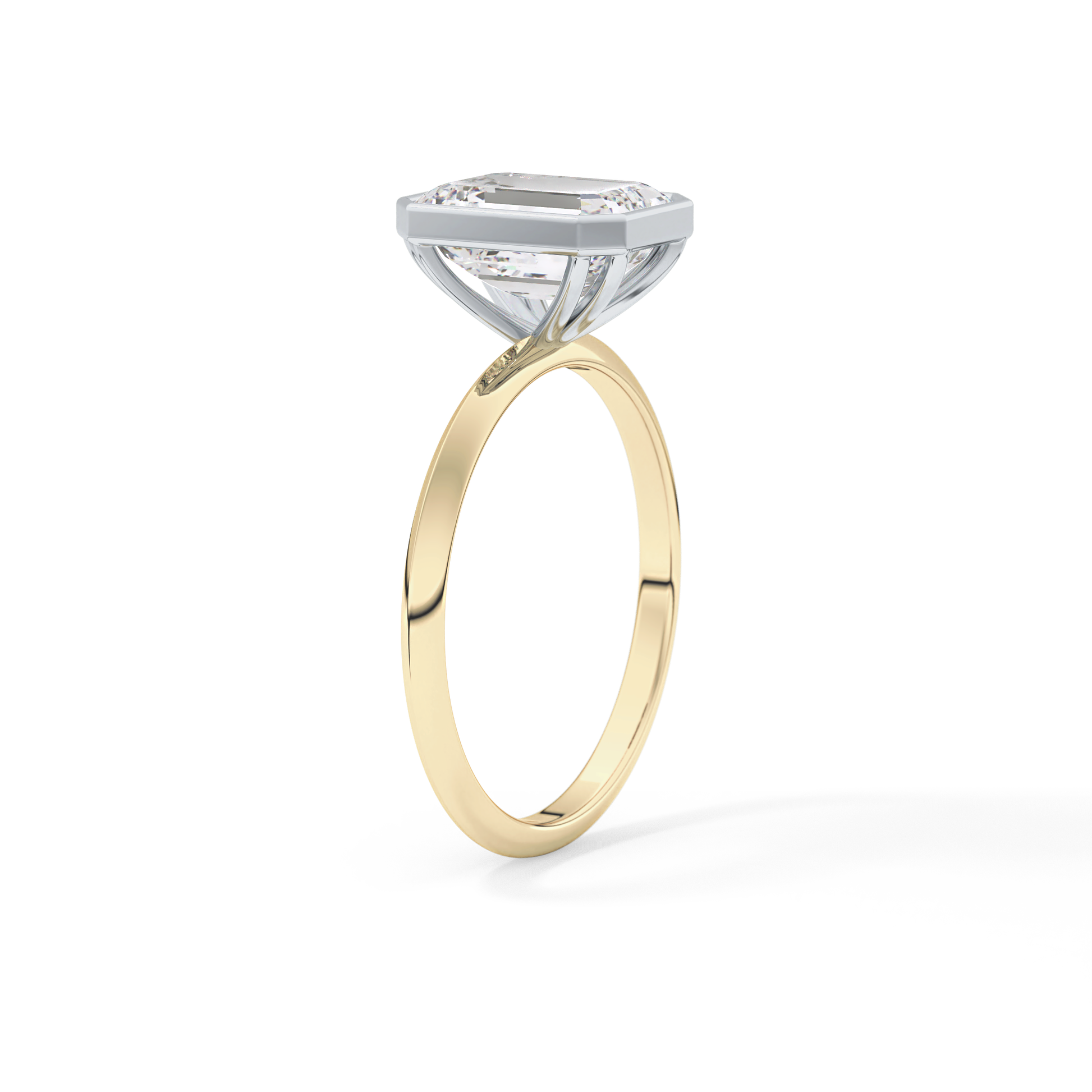 Emerald Solitaire Bezel Lab Grown Diamond Engagement Ring