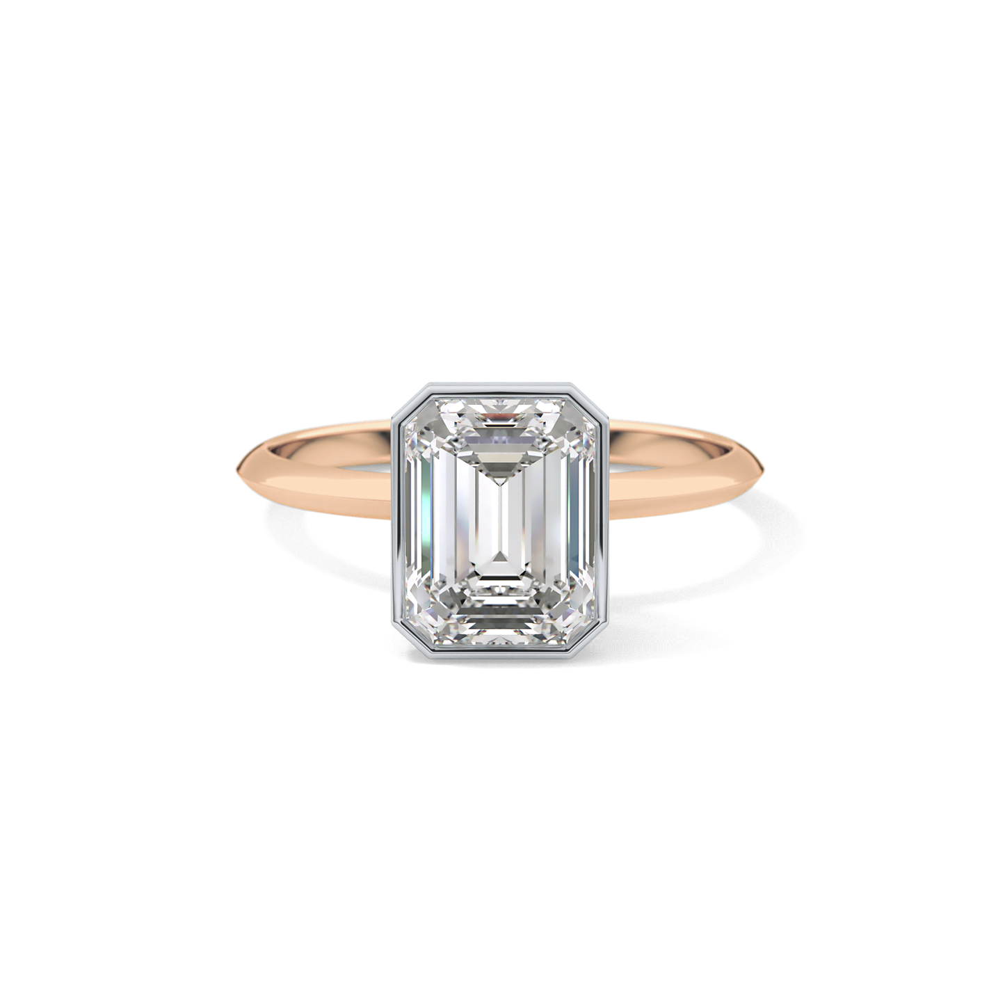 Emerald Solitaire Bezel Lab Grown Diamond Engagement Ring