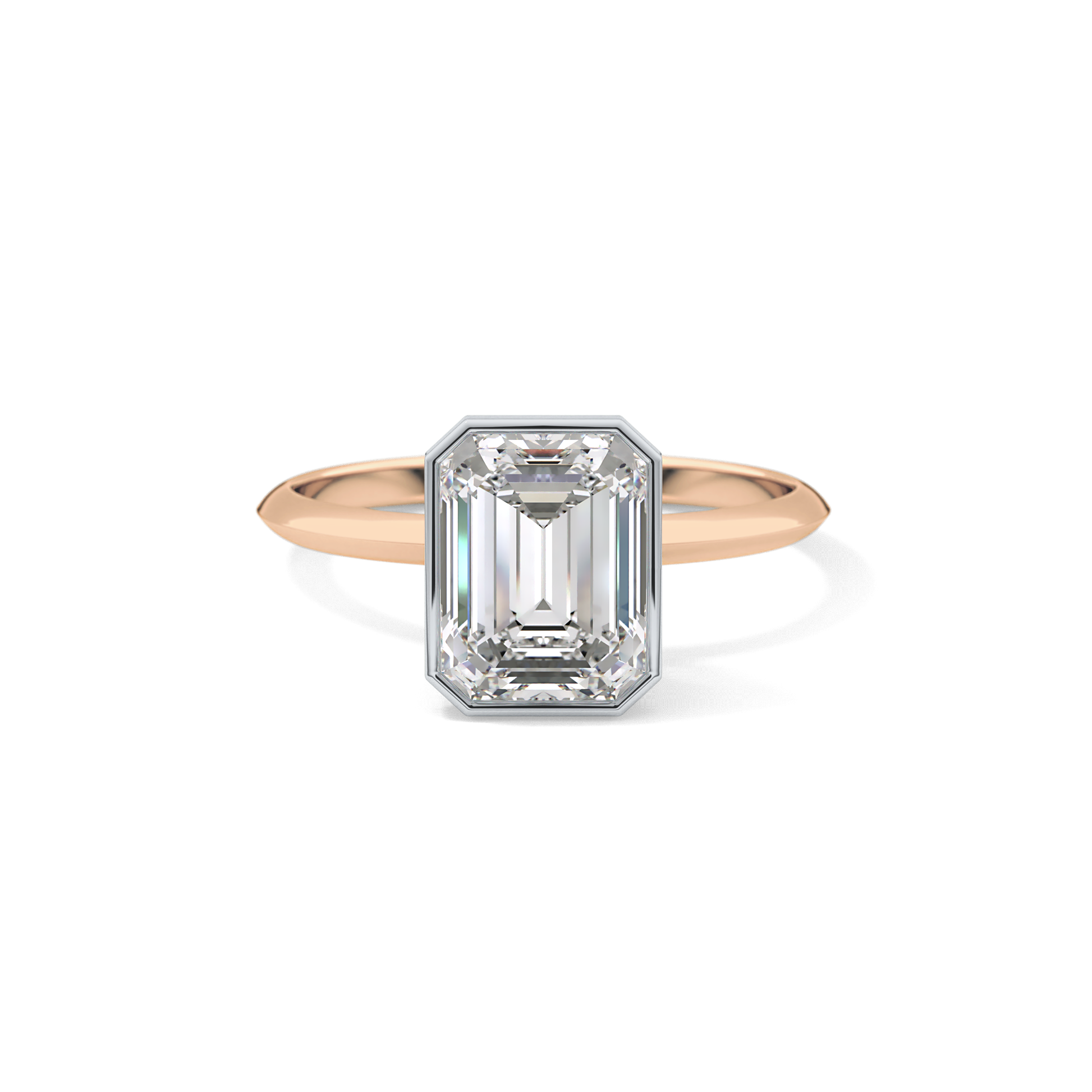 Emerald Solitaire Bezel Lab Grown Diamond Engagement Ring