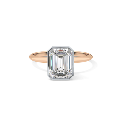 Emerald Solitaire Bezel Lab Grown Diamond Engagement Ring