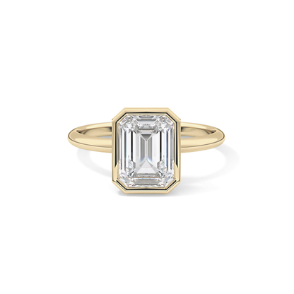 Emerald Solitaire Bezel Lab Grown Diamond Engagement Ring