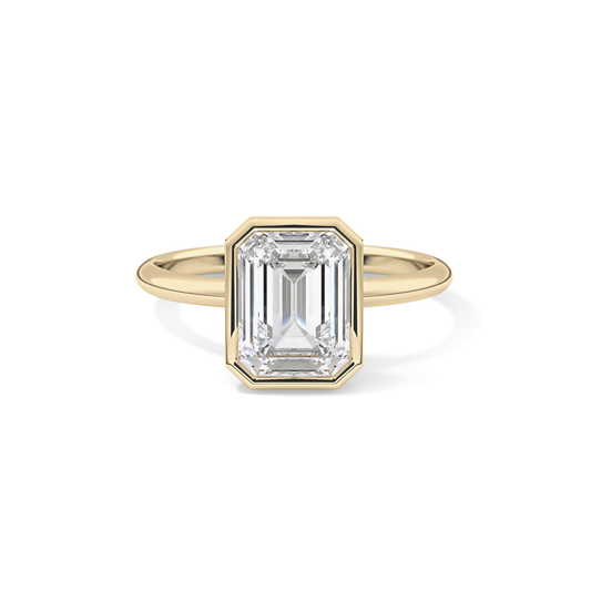 Emerald Solitaire Bezel Lab Grown Diamond Engagement Ring