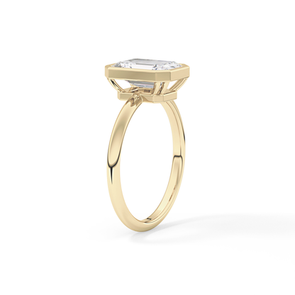 Emerald Solitaire Bezel Lab Grown Diamond Engagement Ring