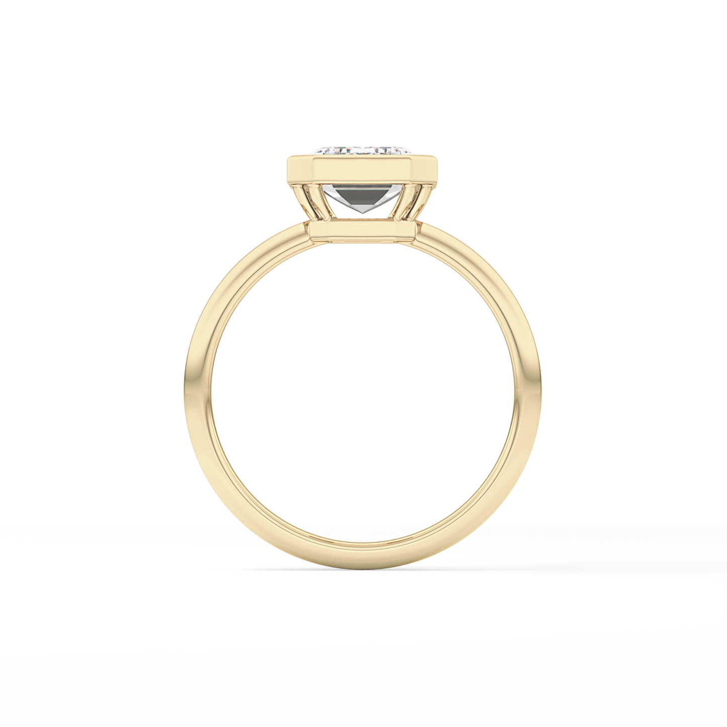 Emerald Solitaire Bezel Lab Grown Diamond Engagement Ring