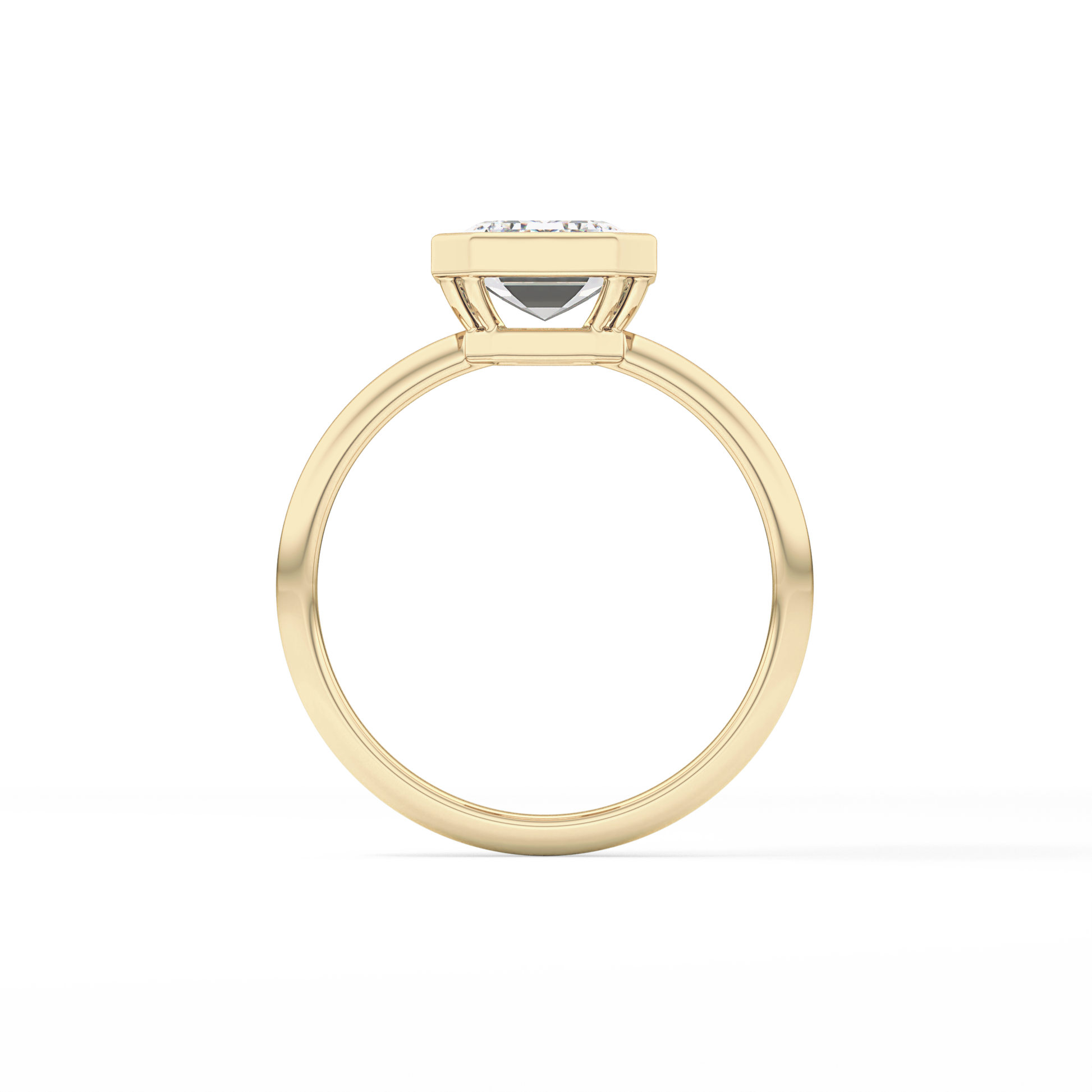 Emerald Solitaire Bezel Lab Grown Diamond Engagement Ring