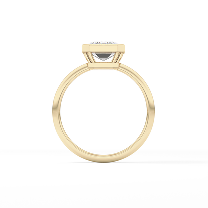 Emerald Solitaire Bezel Lab Grown Diamond Engagement Ring