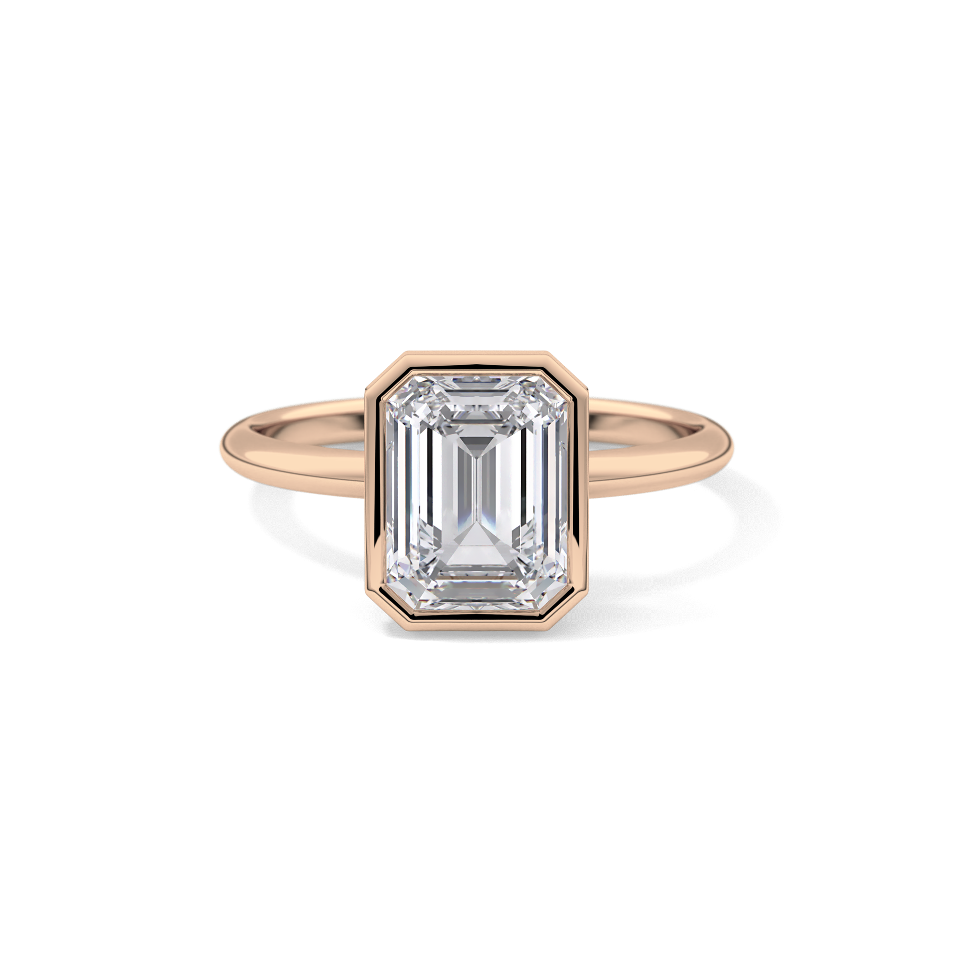 Emerald Solitaire Bezel Lab Grown Diamond Engagement Ring