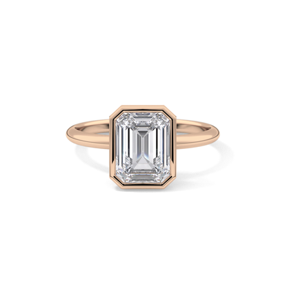 Emerald Solitaire Bezel Lab Grown Diamond Engagement Ring