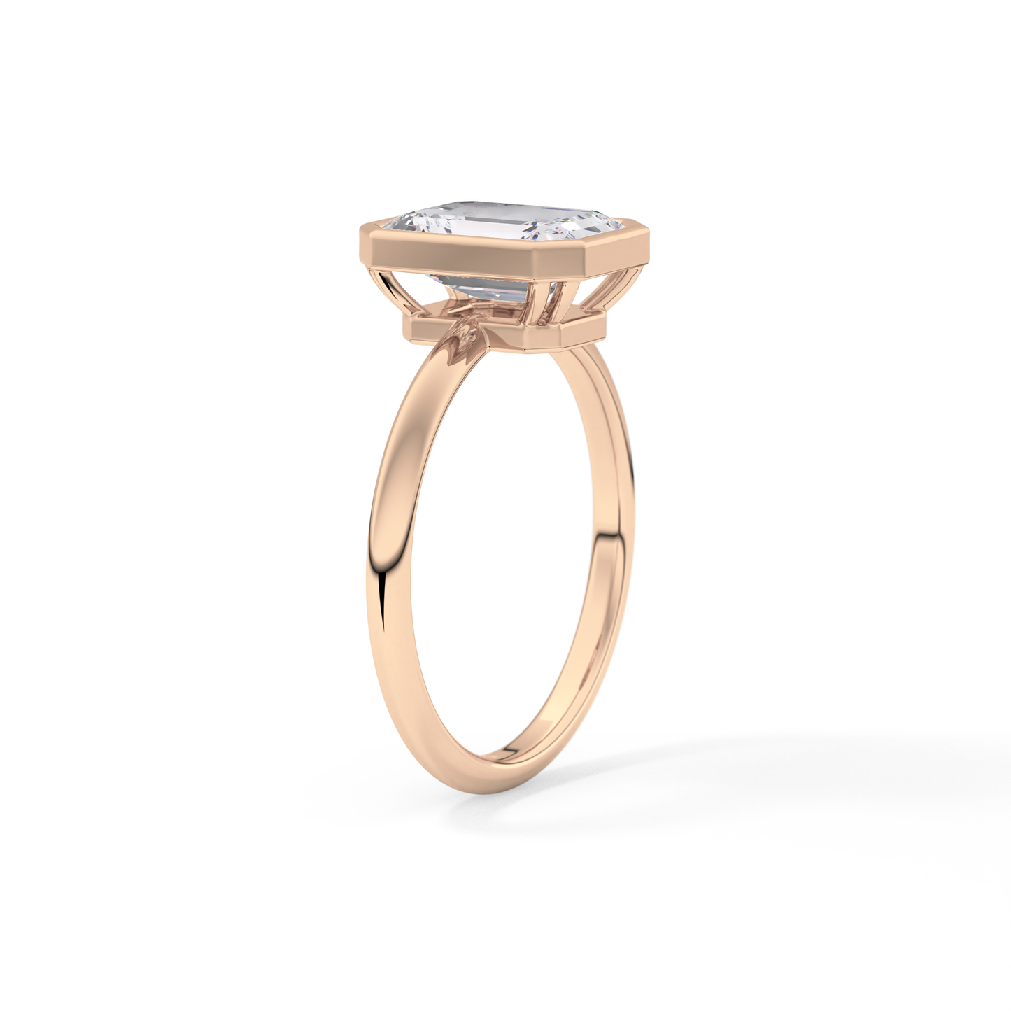 Emerald Solitaire Bezel Lab Grown Diamond Engagement Ring