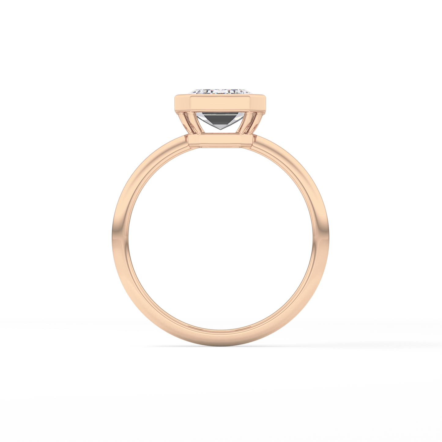 Emerald Solitaire Bezel Lab Grown Diamond Engagement Ring