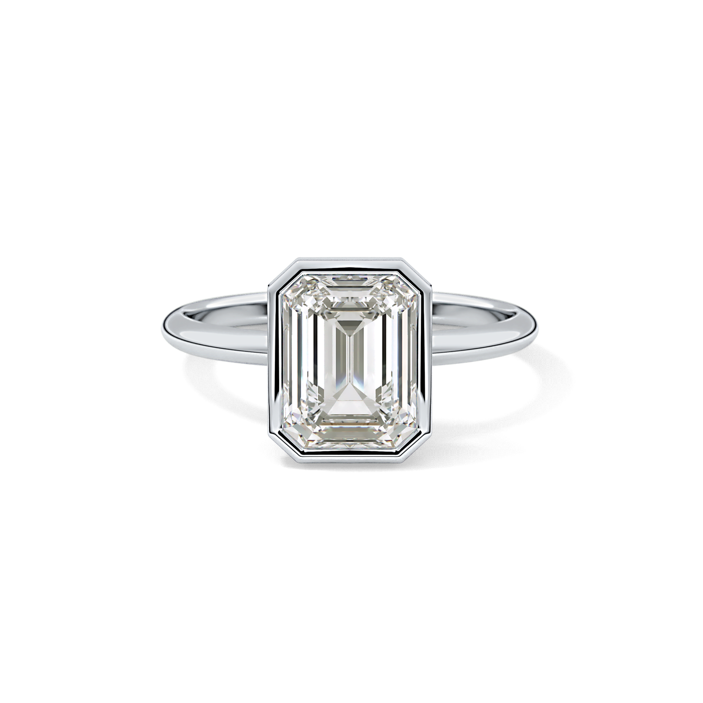 Emerald Solitaire Bezel Lab Grown Diamond Engagement Ring
