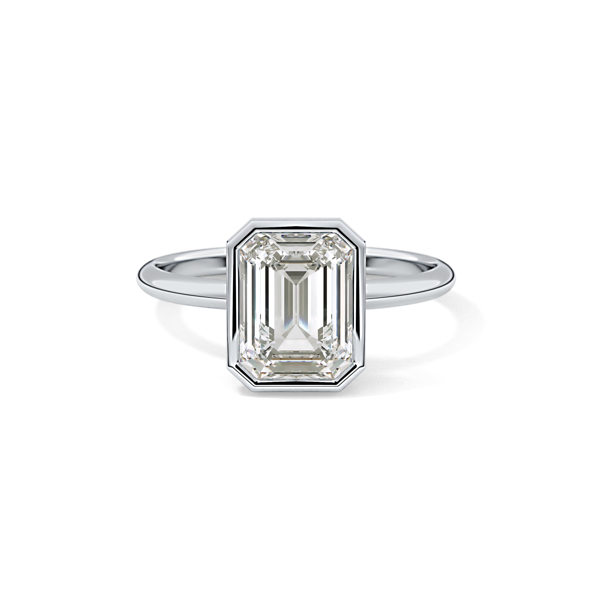 Emerald Solitaire Bezel Lab Grown Diamond Engagement Ring