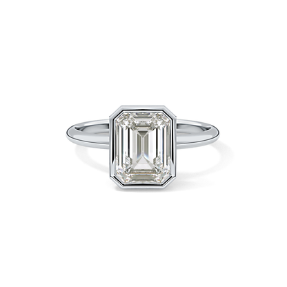 Emerald Solitaire Bezel Lab Grown Diamond Engagement Ring