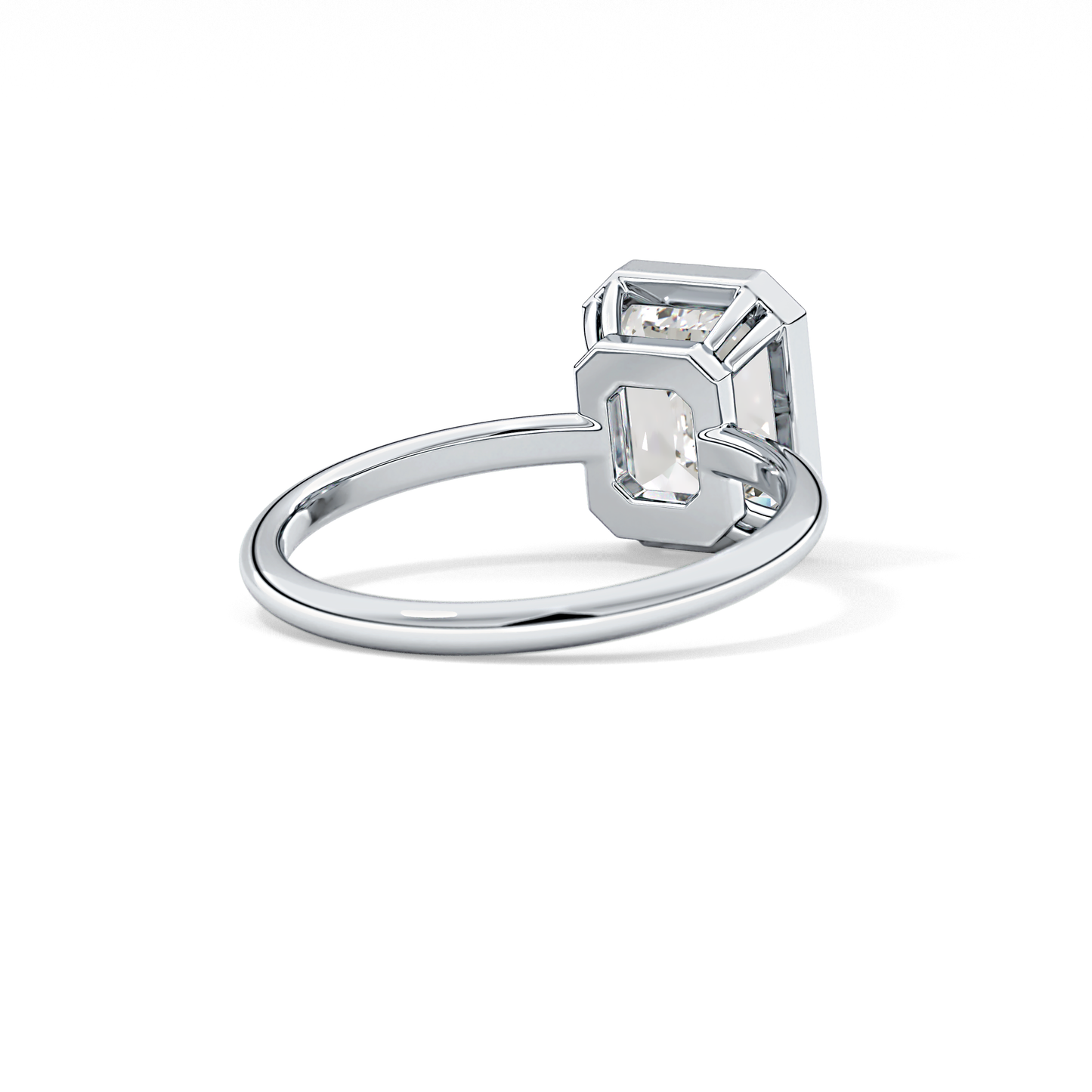 Emerald Solitaire Bezel Lab Grown Diamond Engagement Ring
