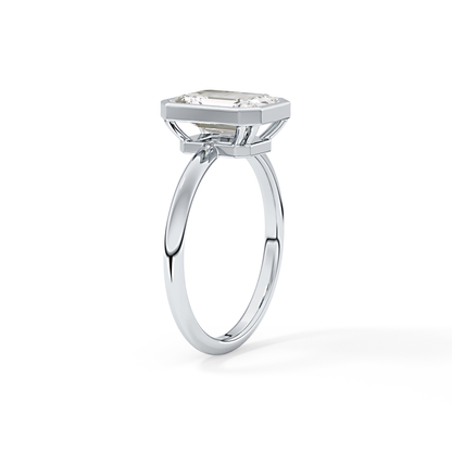 Emerald Solitaire Bezel Lab Grown Diamond Engagement Ring