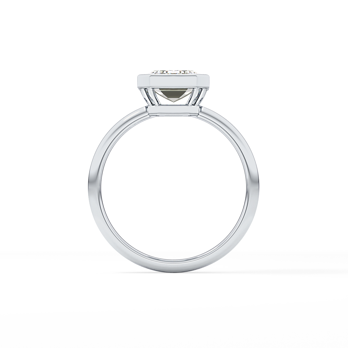 Emerald Solitaire Bezel Lab Grown Diamond Engagement Ring