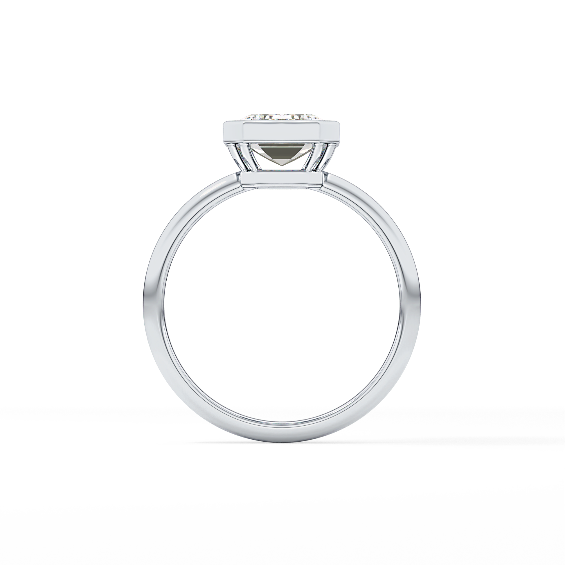 Emerald Solitaire Bezel Lab Grown Diamond Engagement Ring