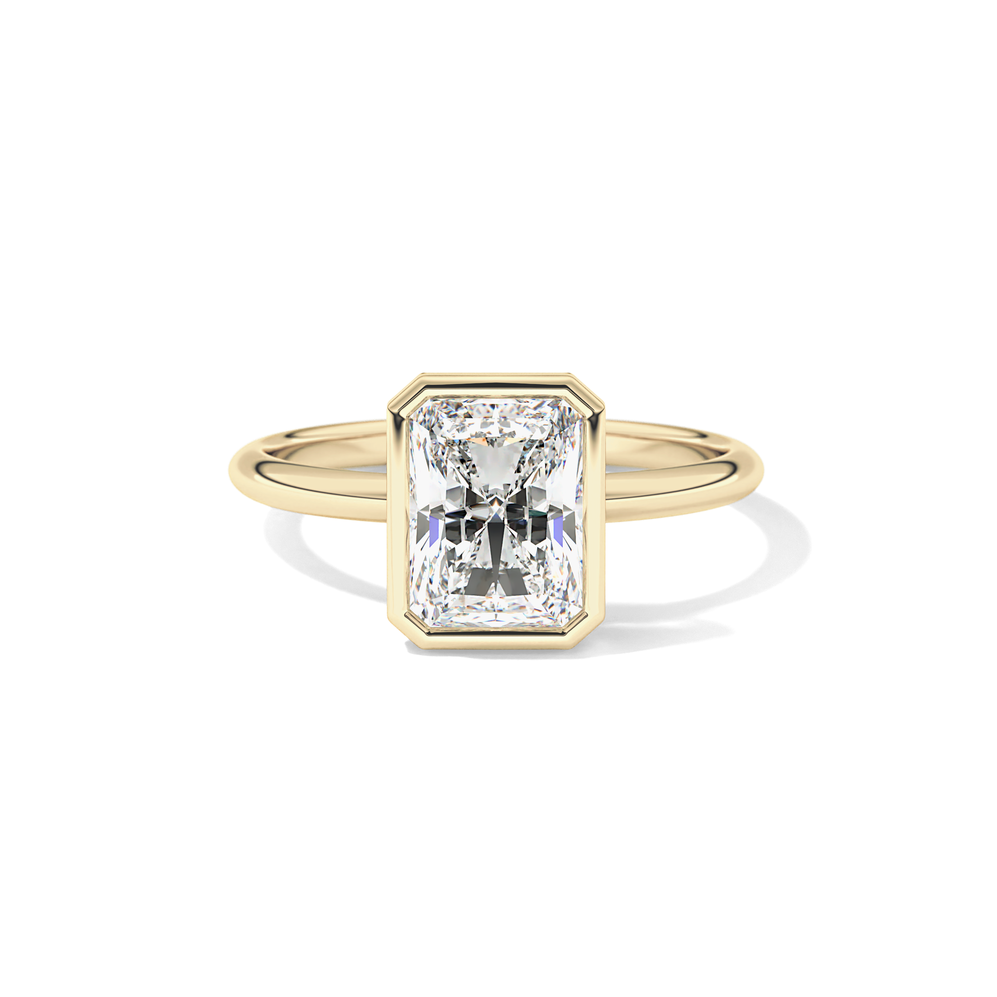 Radiant Solitaire Bezel Lab Grown Diamond Engagement Ring