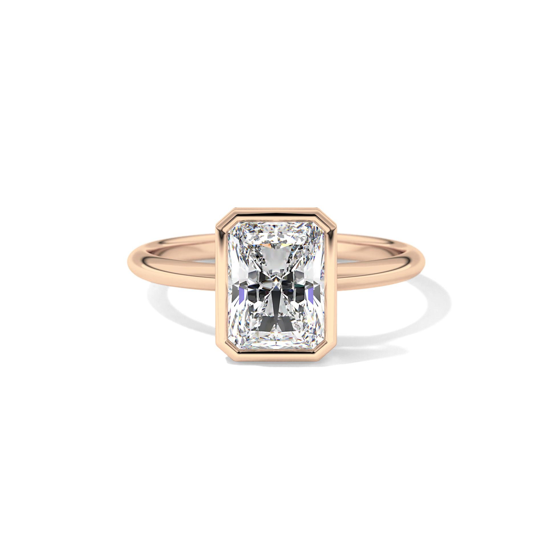 Radiant Solitaire Bezel Lab Grown Diamond Engagement Ring