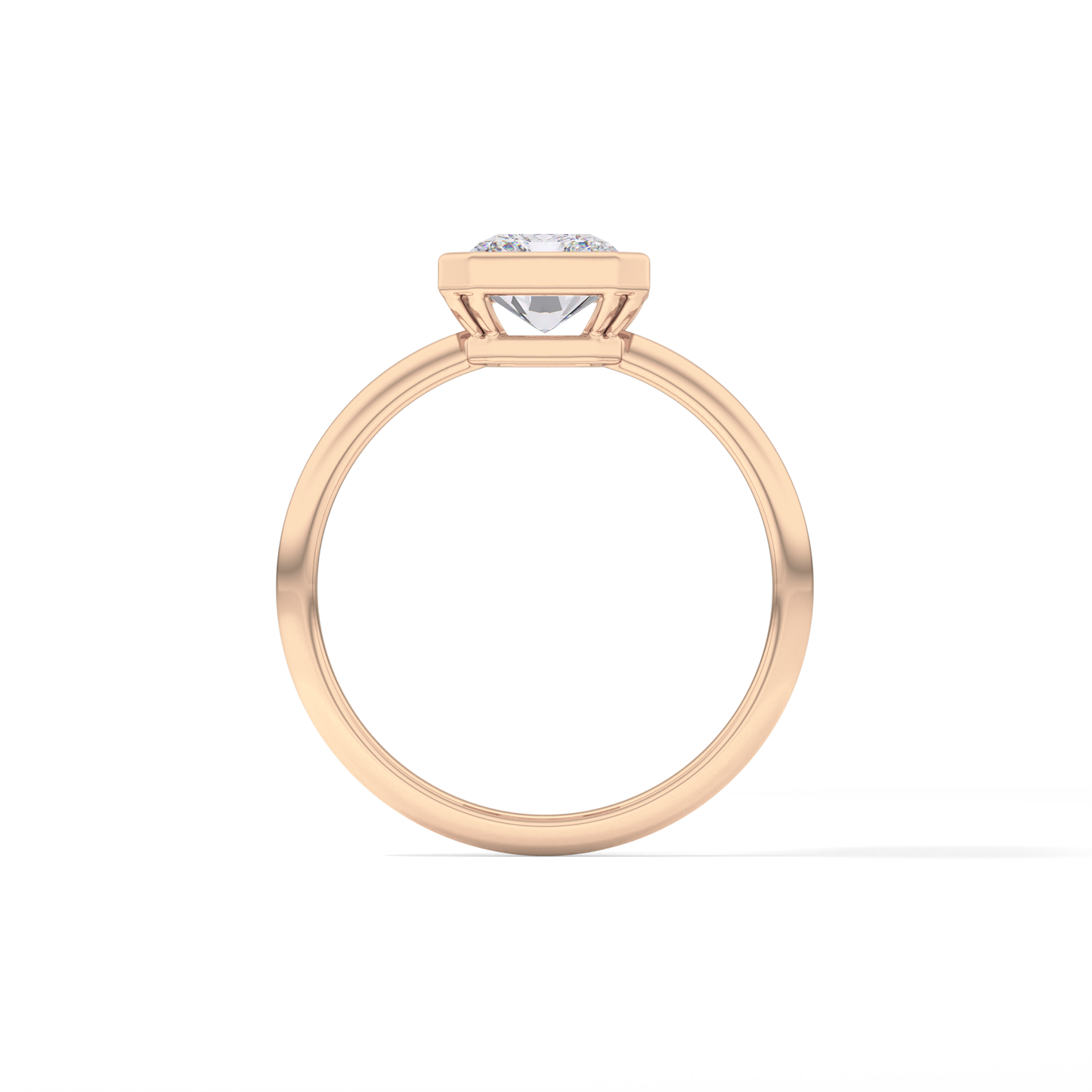 Radiant Solitaire Bezel Lab Grown Diamond Engagement Ring
