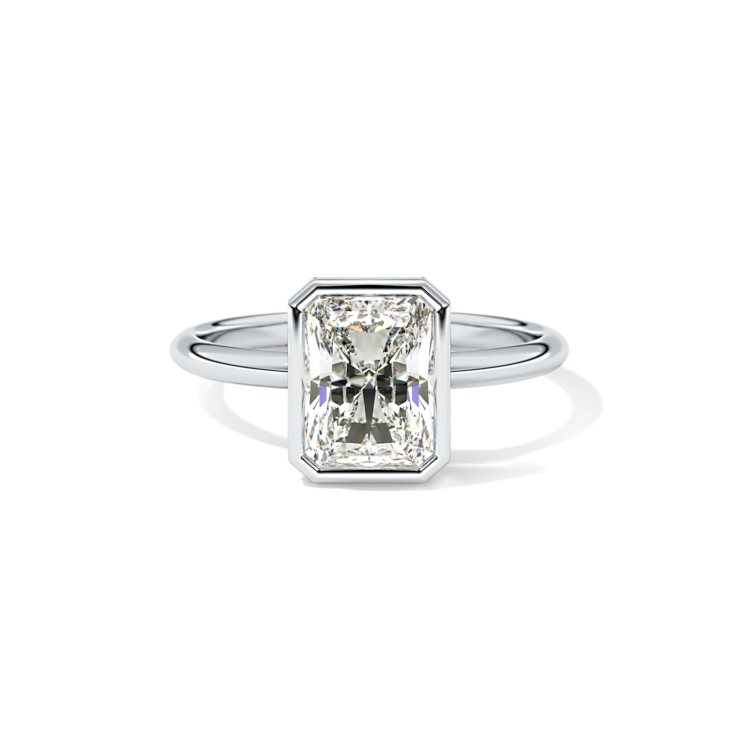 Radiant Solitaire Bezel Lab Grown Diamond Engagement Ring