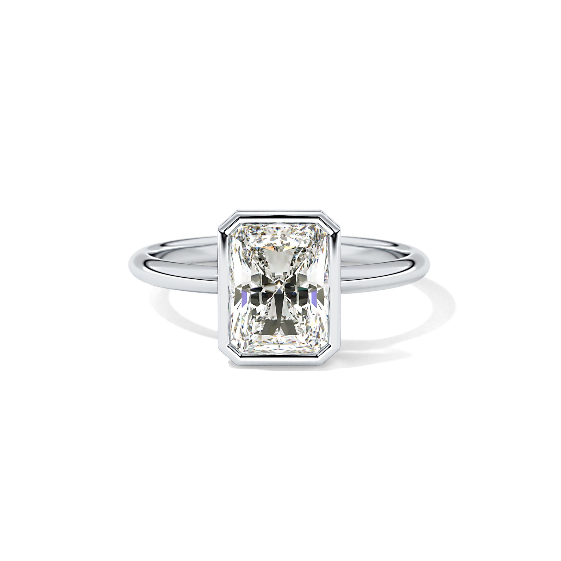 Radiant Solitaire Bezel Lab Grown Diamond Engagement Ring