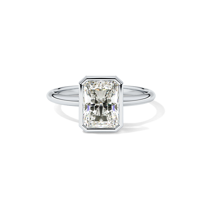 Radiant Solitaire Bezel Lab Grown Diamond Engagement Ring