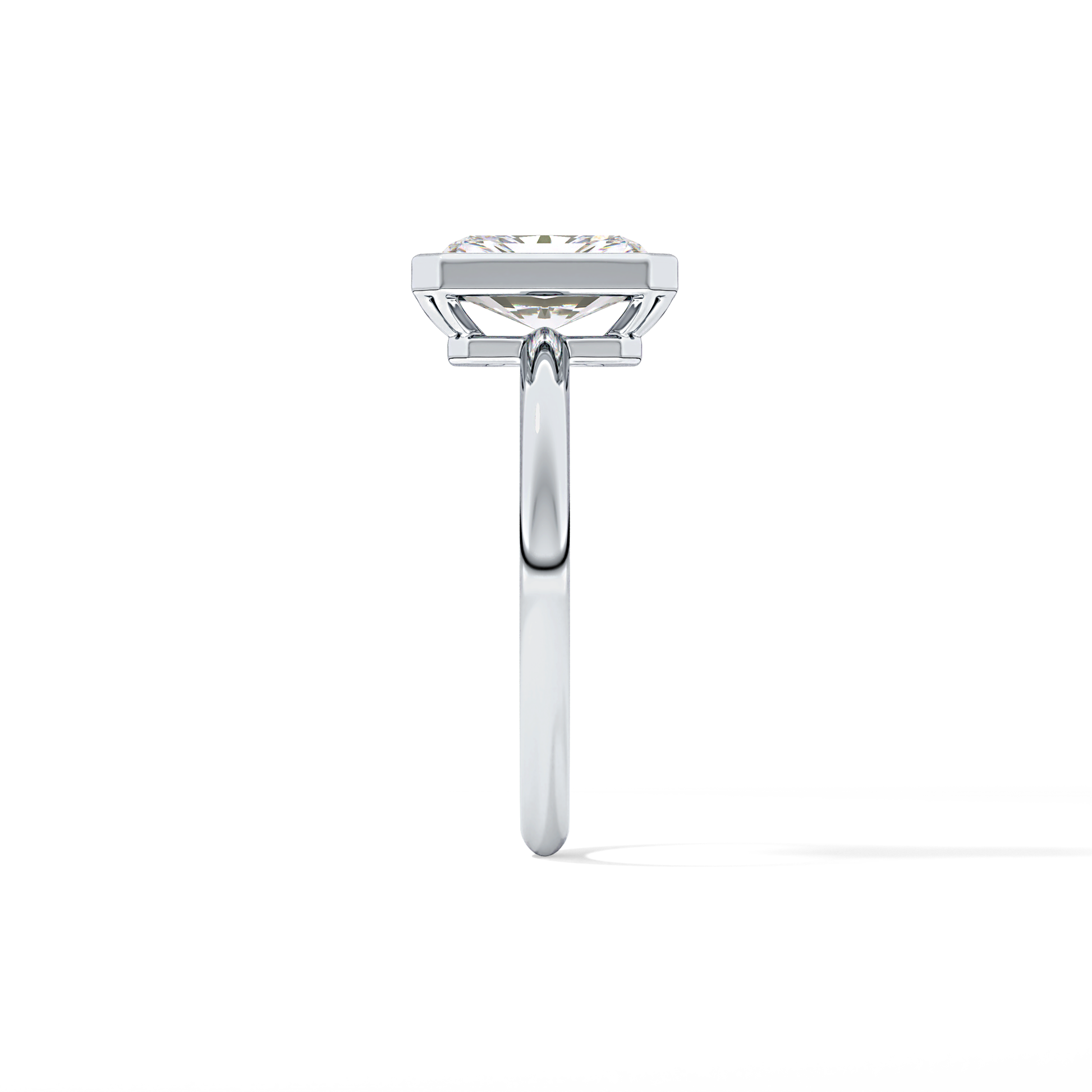 Radiant Solitaire Bezel Lab Grown Diamond Engagement Ring