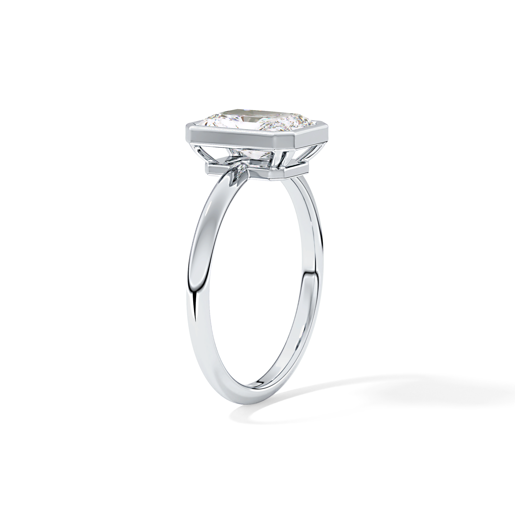 Radiant Solitaire Bezel Lab Grown Diamond Engagement Ring