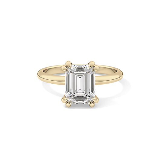 Emerald Solitaire Lab Grown Diamond Engagement Ring