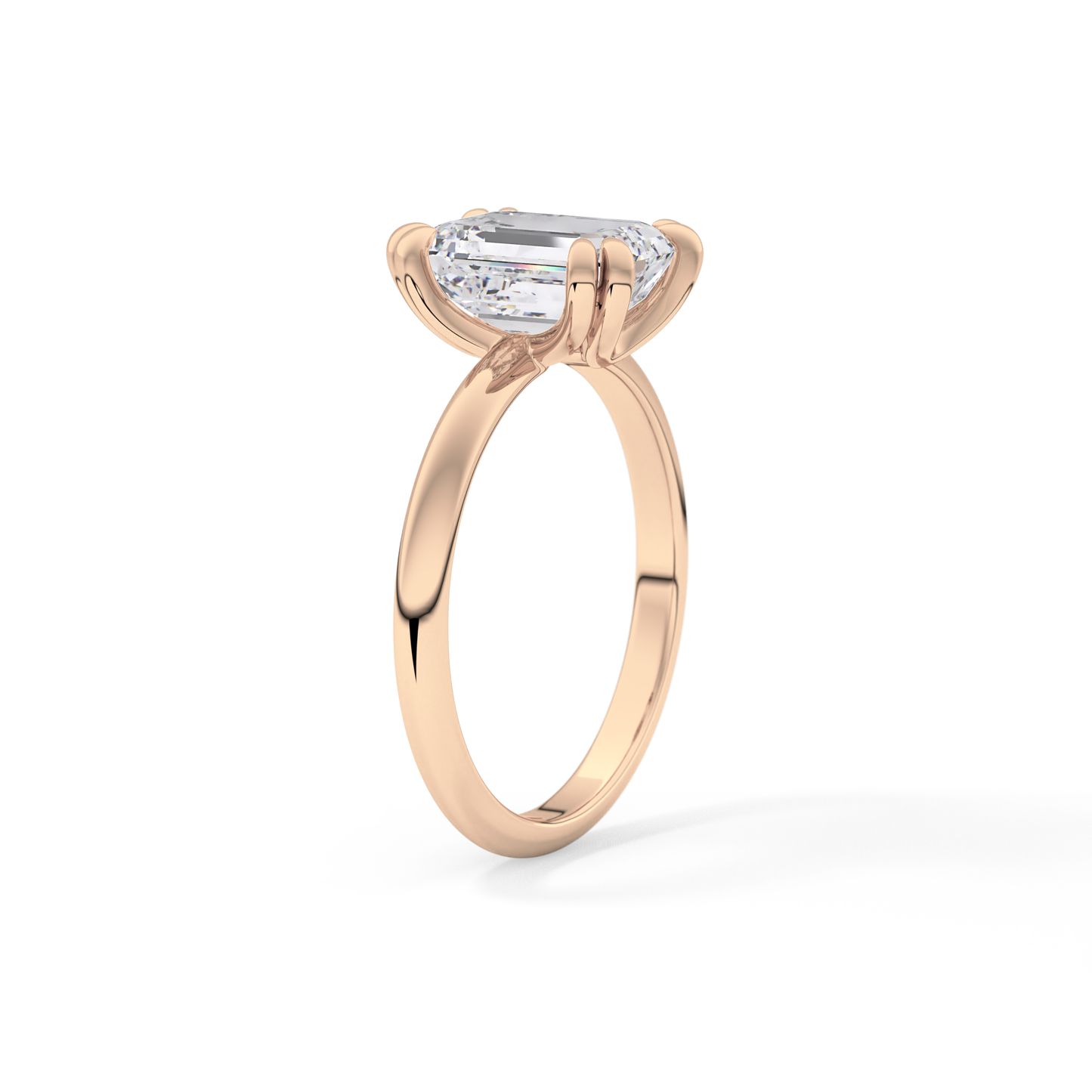 Emerald Solitaire Lab Grown Diamond Engagement Ring