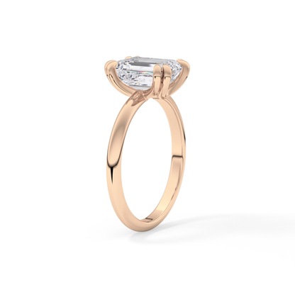 Emerald Solitaire Lab Grown Diamond Engagement Ring