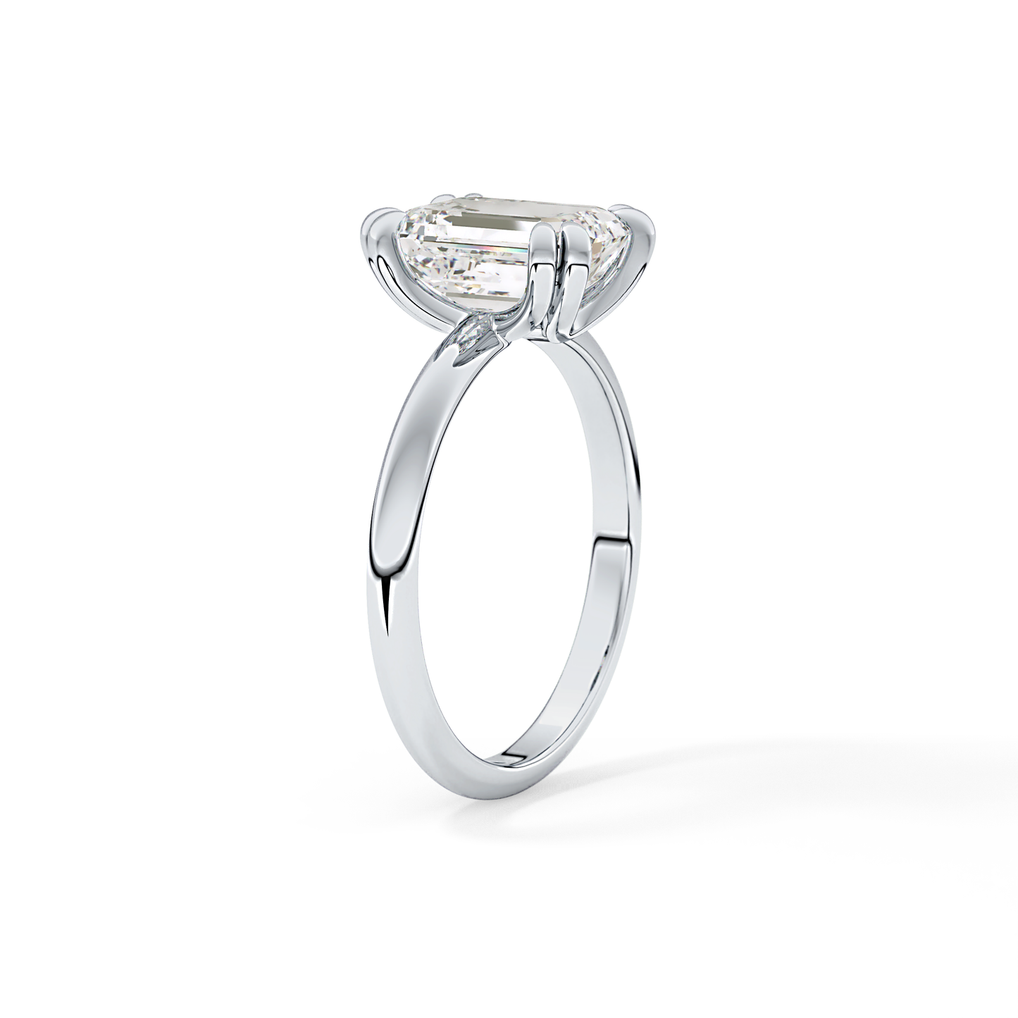 Emerald Solitaire Lab Grown Diamond Engagement Ring