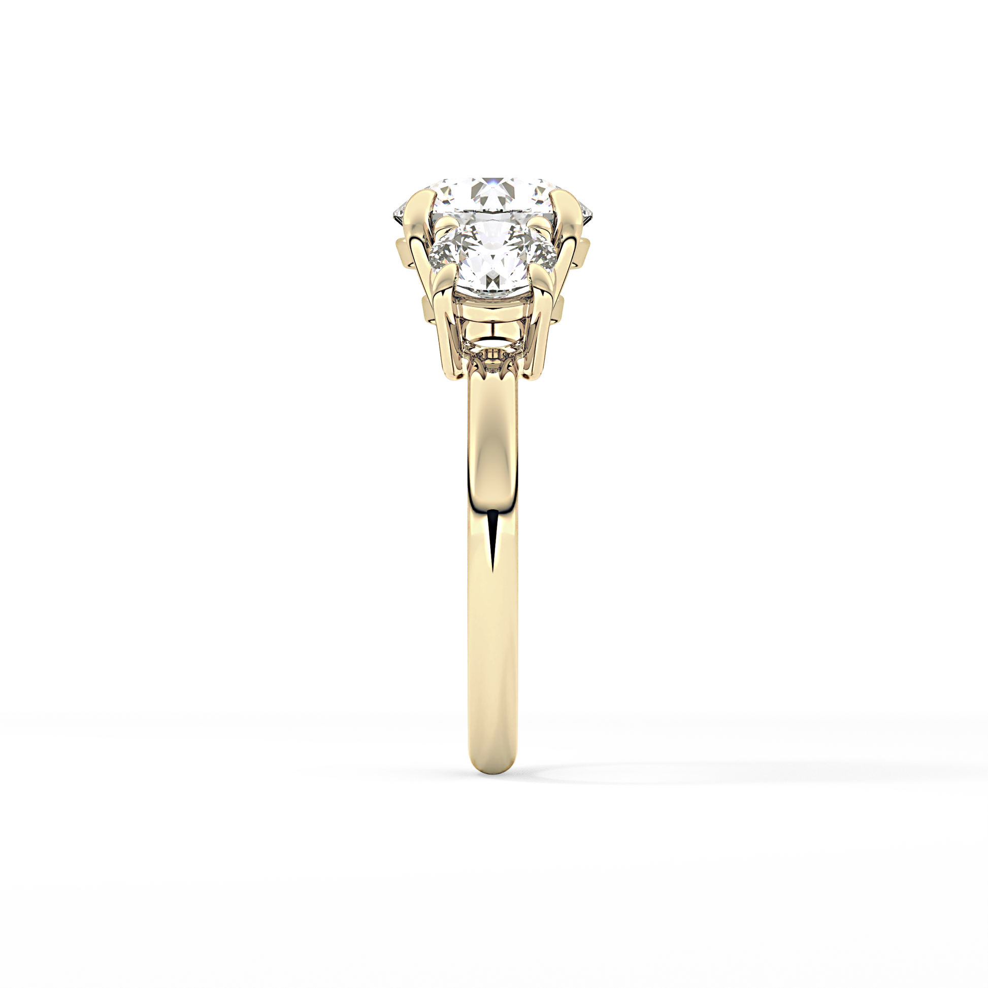 Round Three Stone Lab Grown Diamond Engagement Ring