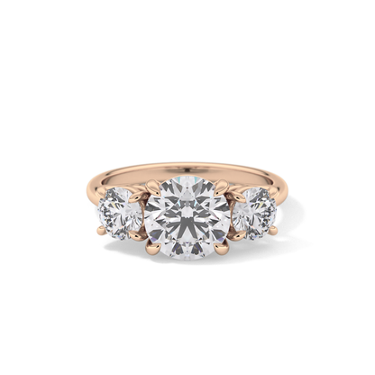 Round Three Stone Lab Grown Diamond Engagement Ring