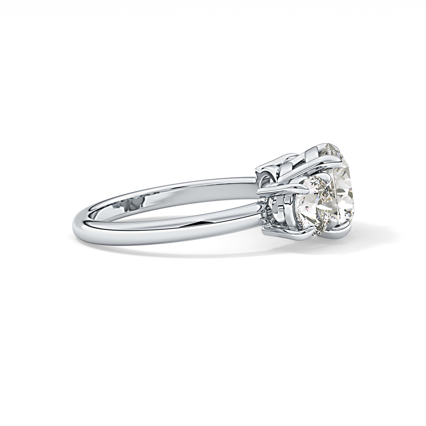 Round Three Stone Lab Grown Diamond Engagement Ring