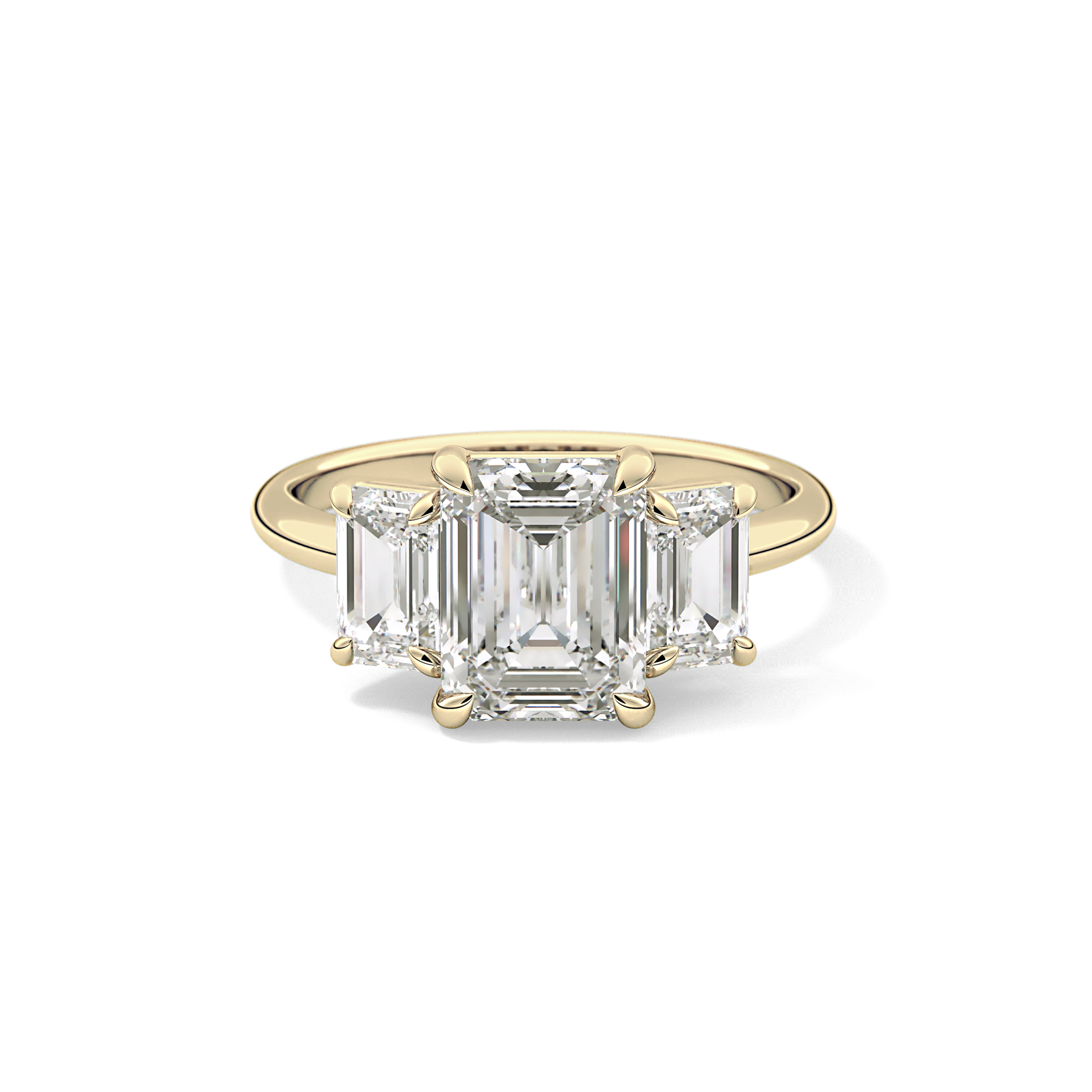 Emerald Three Stone Lab Grown Diamond Engagement Ring
