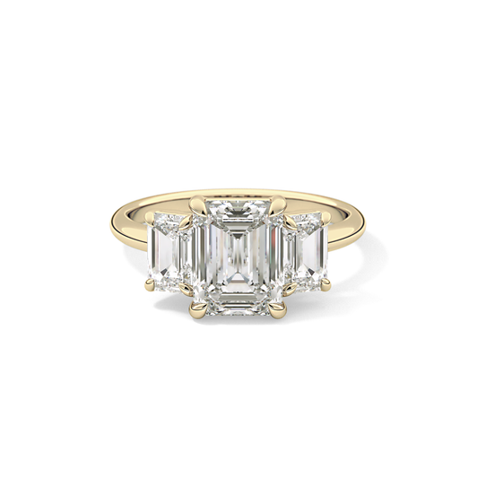 Emerald Three Stone Lab Grown Diamond Engagement Ring