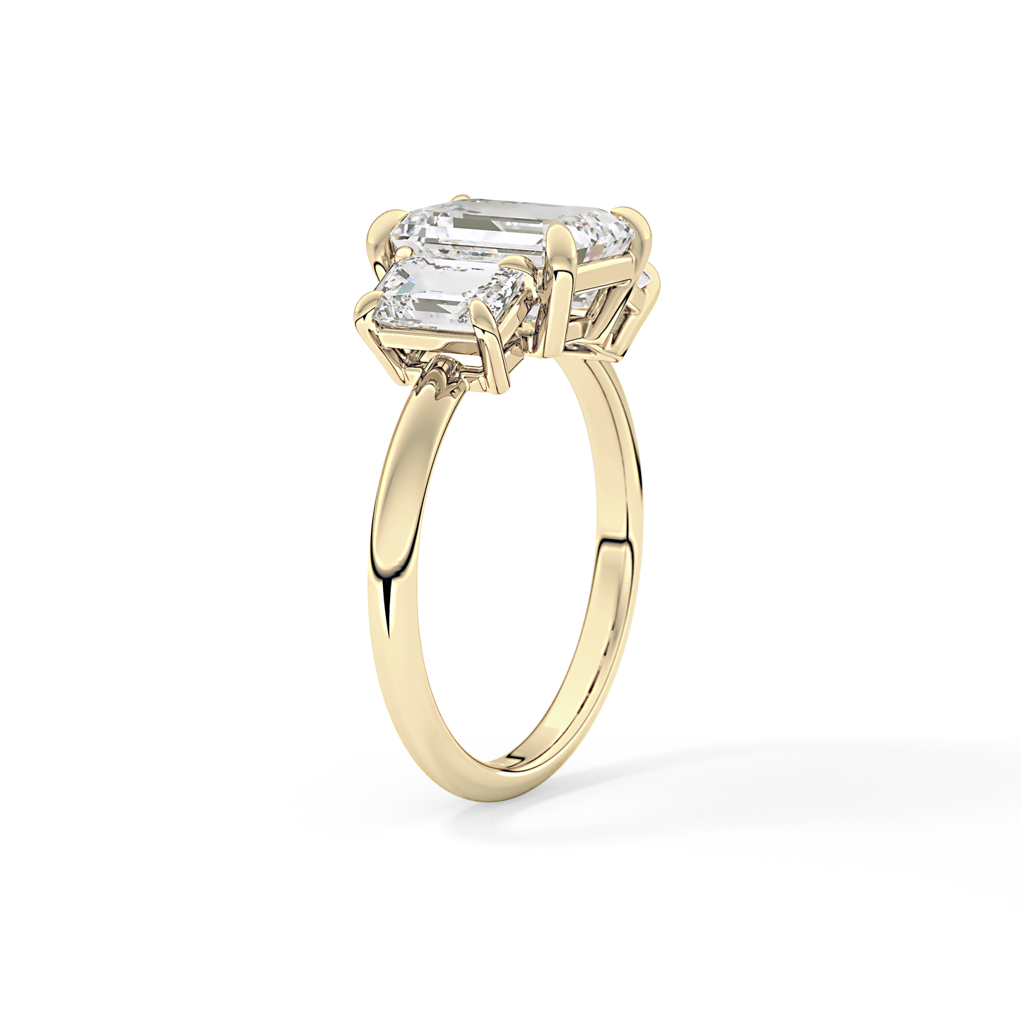 Emerald Three Stone Lab Grown Diamond Engagement Ring